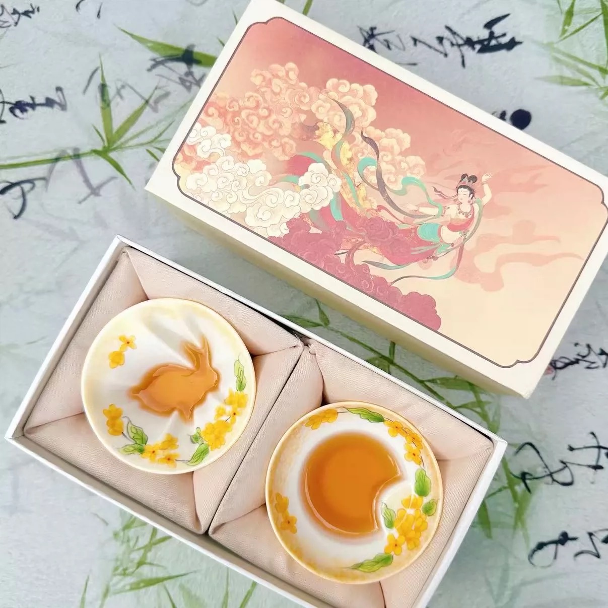 秋桂玉兔望月對杯